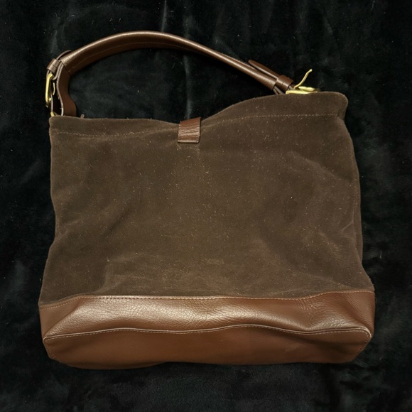 Lands End Brown Suede and Leather Bag. Gently used. - Picture 6 of 7